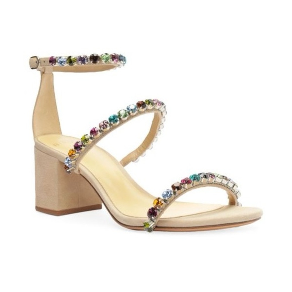 ALEXANDRE BIRMAN Alexa Crystals Embellished Suede Sandals Size 37